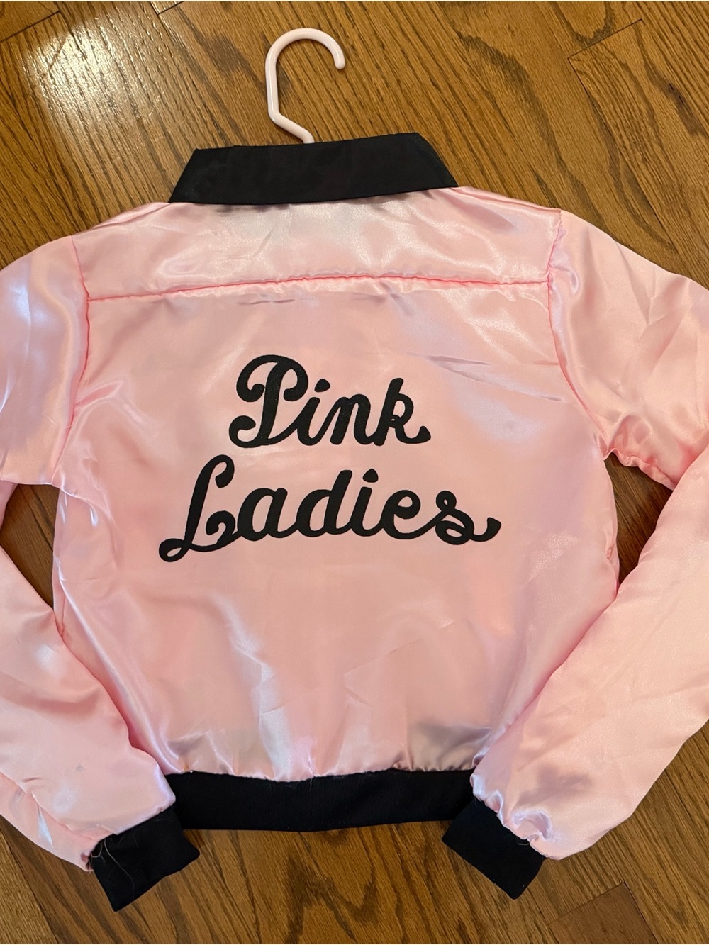 Pink Satin 'Pink Ladies' Kids Costume Jacket with Black Trim